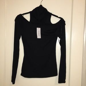 Turtle neck cold shoulder top